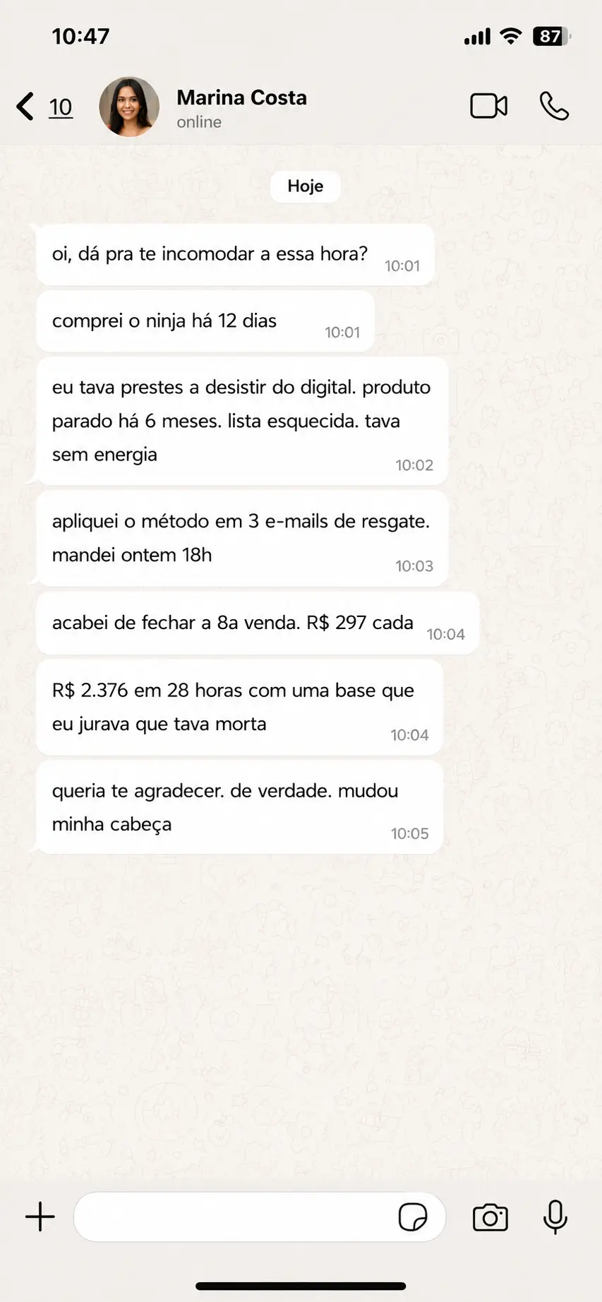 Depoimento no WhatsApp, conversa 2
