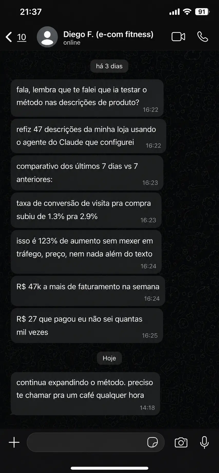 Depoimento no WhatsApp, conversa 4