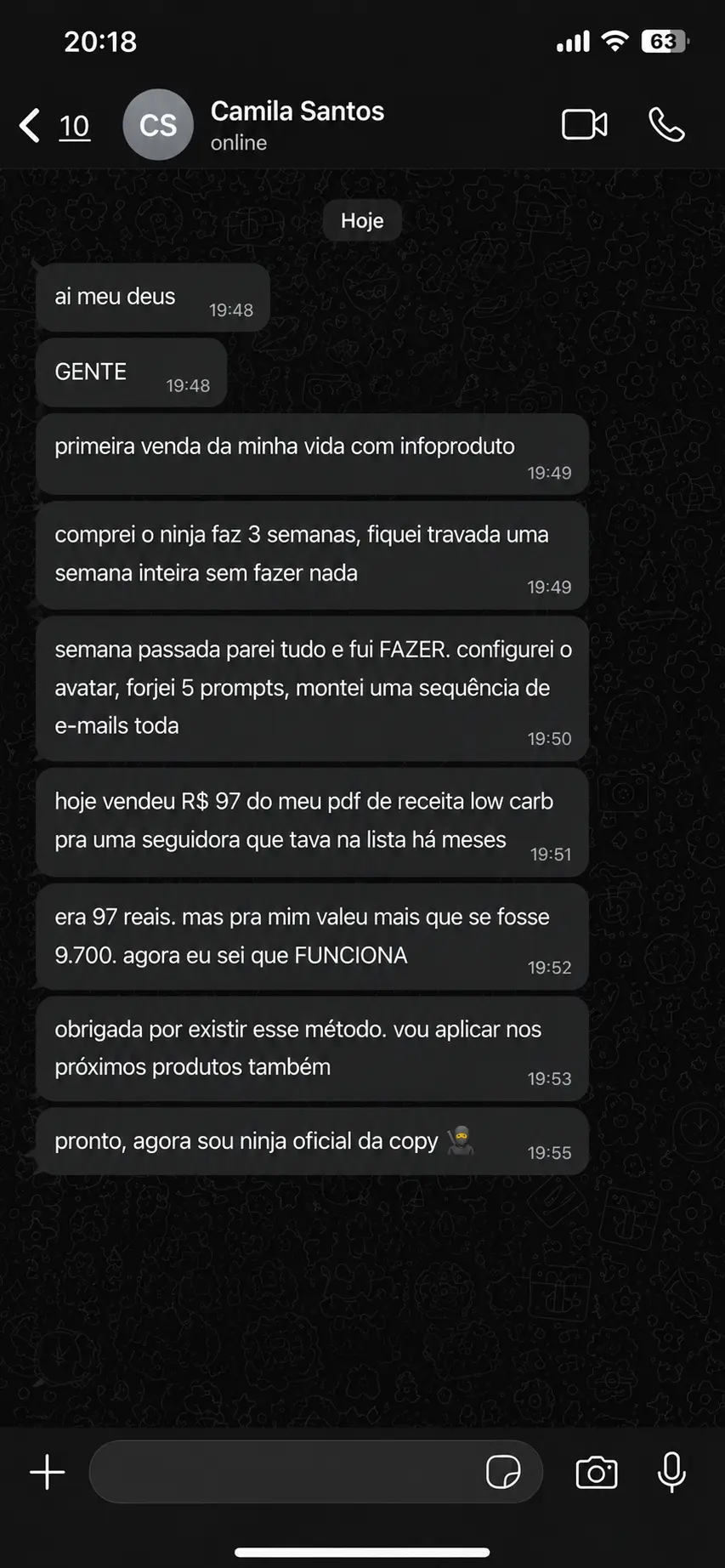 Depoimento no WhatsApp, conversa 5